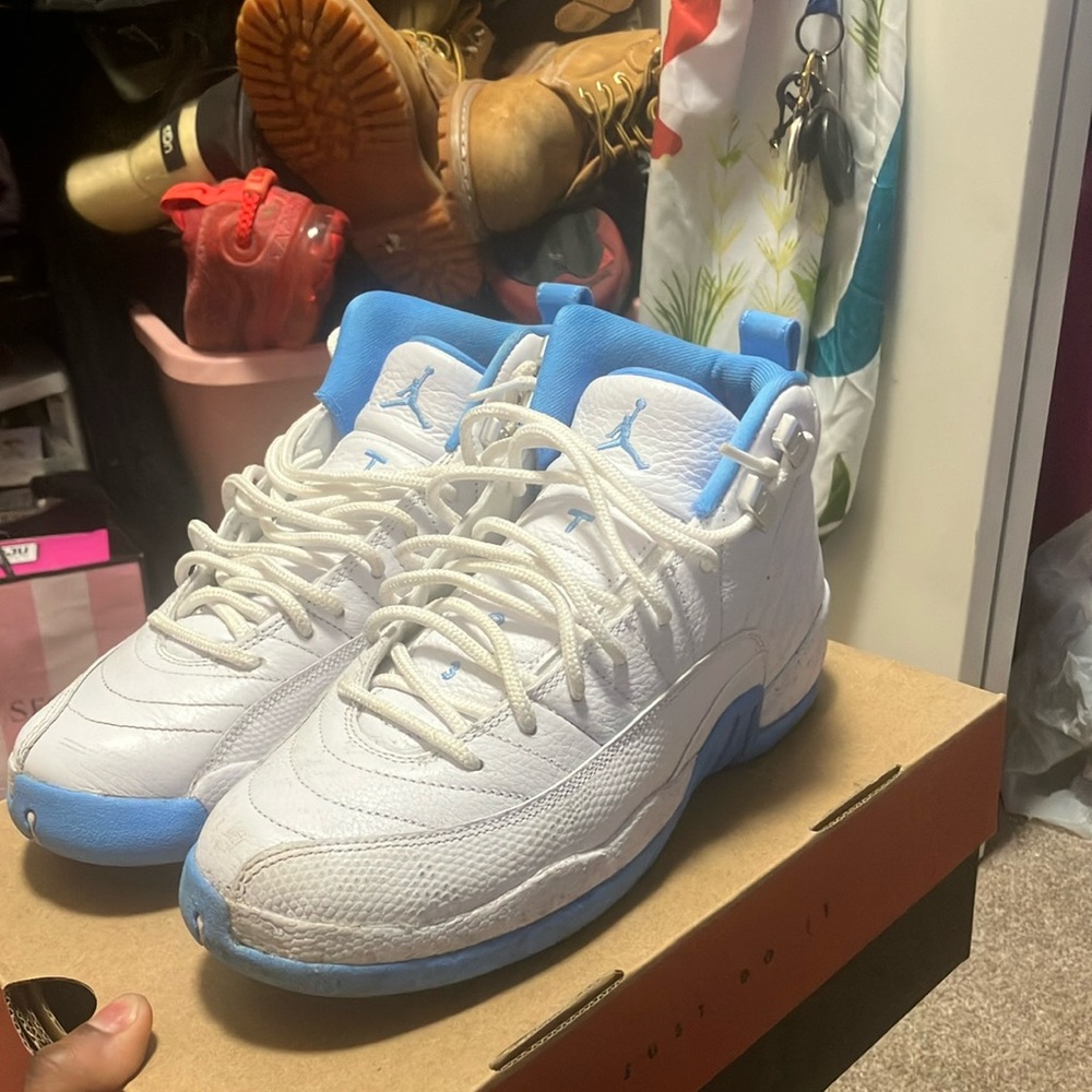 Jordan Kids White and Light Blue Sneakers